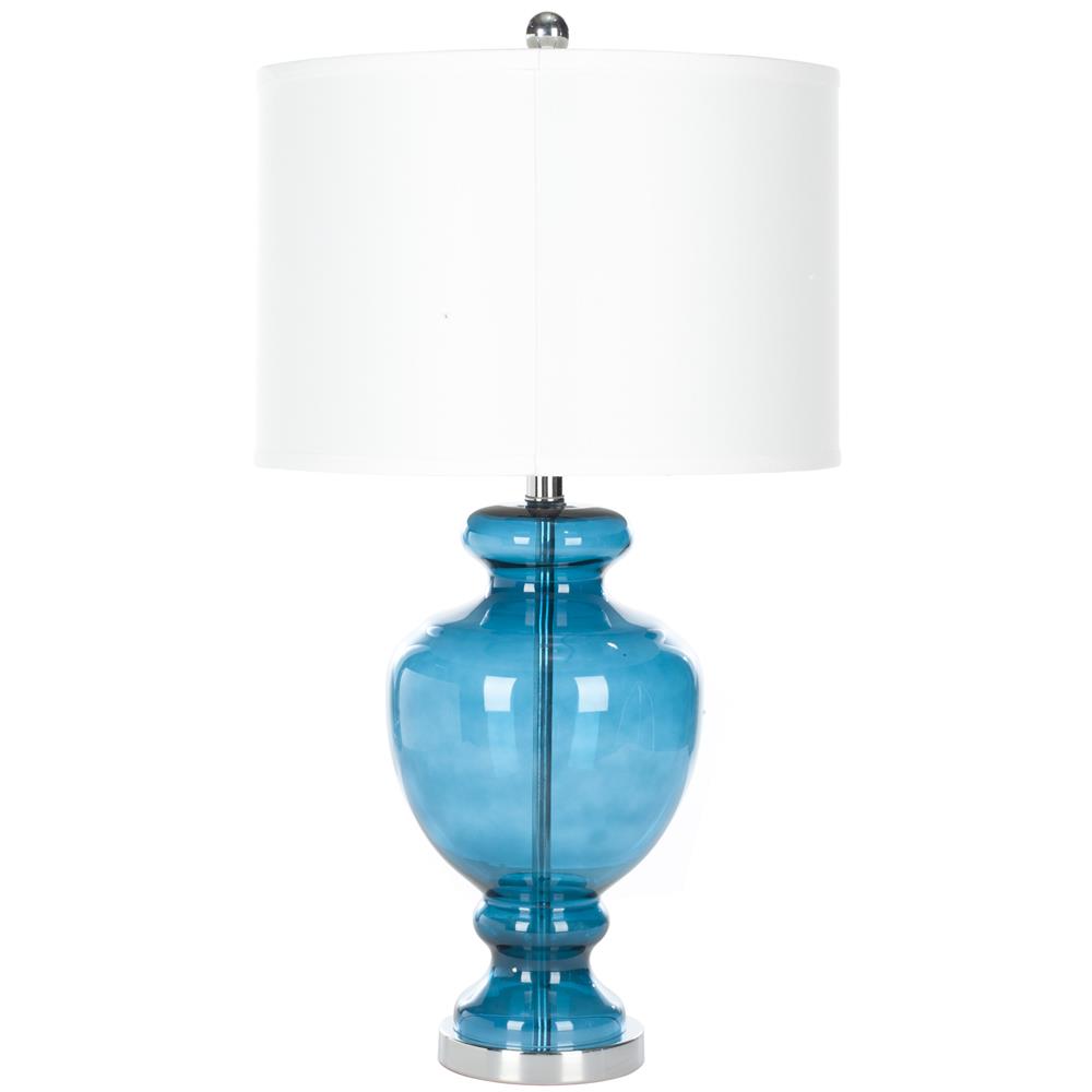 Safavieh LIT4052A TURQUOISE GLASS SILVER NECK AND BASE TABLE LAMP